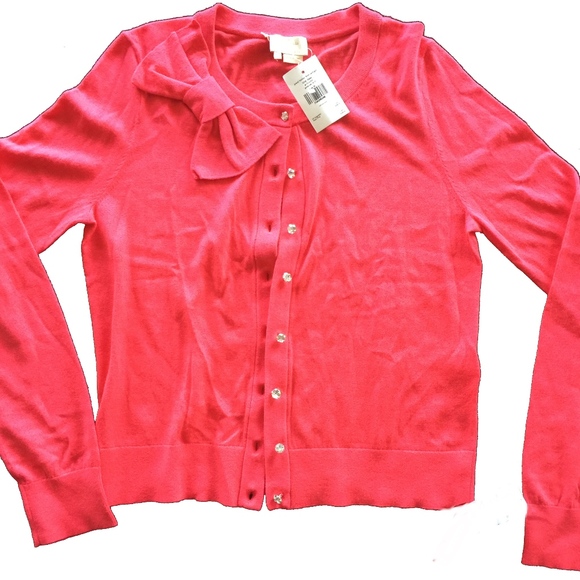 kate spade Jewel Button Bow Cashmere Wool Cardigan - Picture 1 of 7